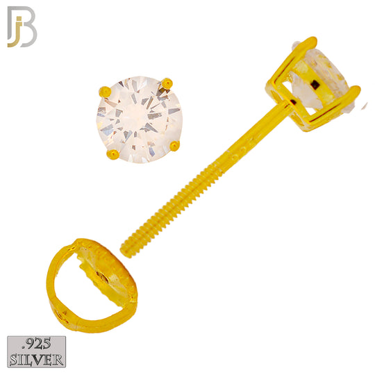 925-ES79-GC - .925 Sterling Silver Push Butterfly Screw Back Stud Earrings Casting Prong Setting with Round Clear Zircon - 2mm image