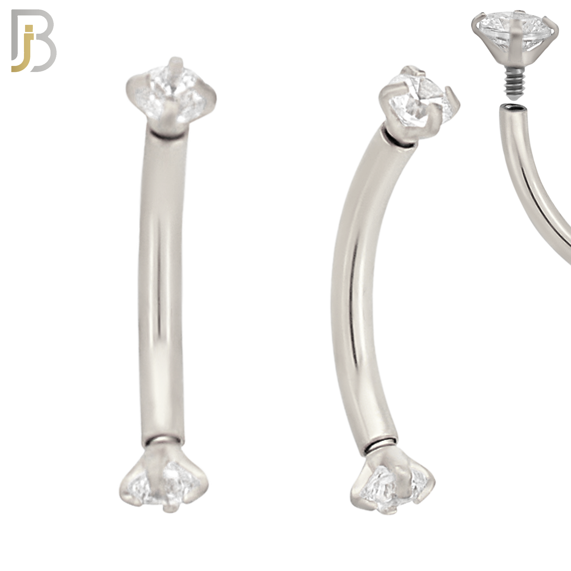 EC04SC - 316L Surgical Steel Curved Prong Setting Zircon Internally Threaded (PACK OF 6) image 1