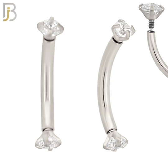 EC04SC - 316L Surgical Steel Curved Prong Setting Zircon Internally Threaded (PACK OF 6) image 1