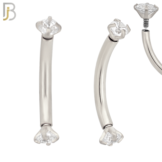 EC04SC - 316L Surgical Steel Curved Prong Setting Zircon Internally Threaded (PACK OF 6) image 1