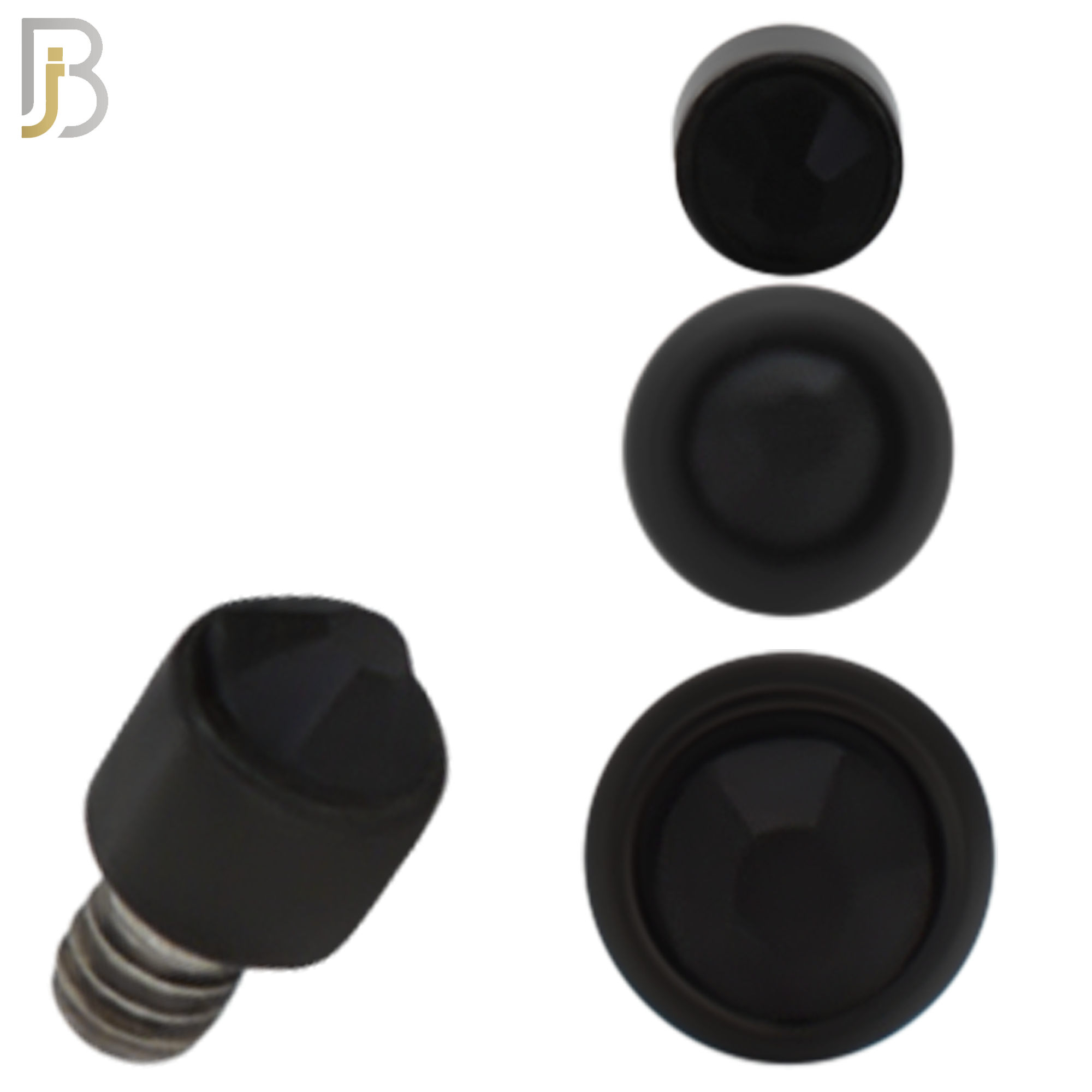 DM01KK -  Black Plated Surgical Steel Dermal Bezel Black Cubic Zirconia 1.2mm Screw Top (PACK OF 6) image 0