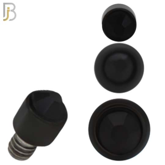 DM01KK -  Black Plated Surgical Steel Dermal Bezel Black Cubic Zirconia 1.2mm Screw Top (PACK OF 6) image 0