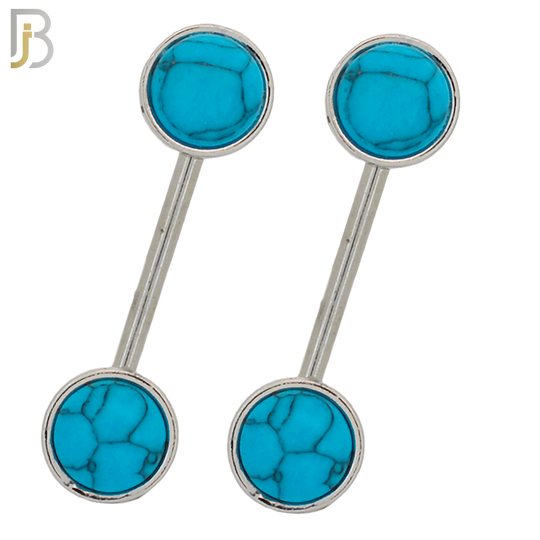 NP74 - 316L Surgical Steel Turquoise Nipple Ring image 0