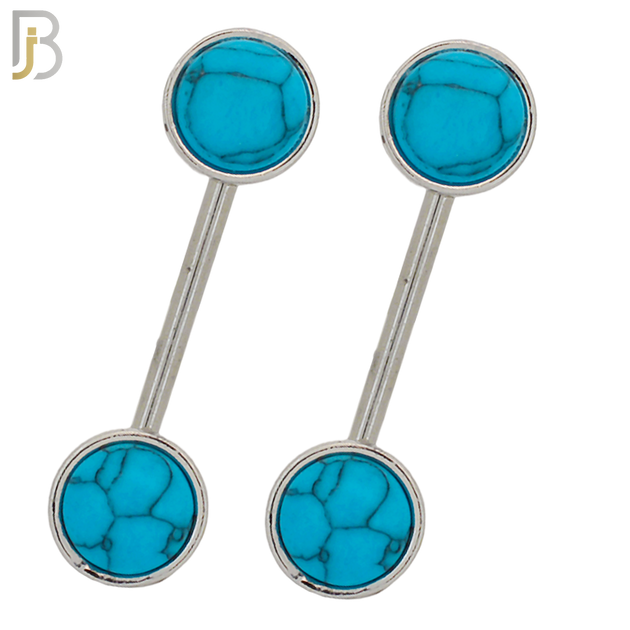 NP74 - 316L Surgical Steel Turquoise Nipple Ring image 0