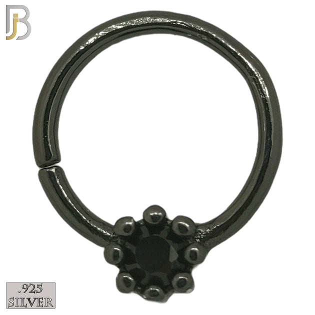 TH03-9 - 925 Sterling Silver 18g Thickness Bezel Set Tragus Hoops Piercing (PACK OF 6) image 2