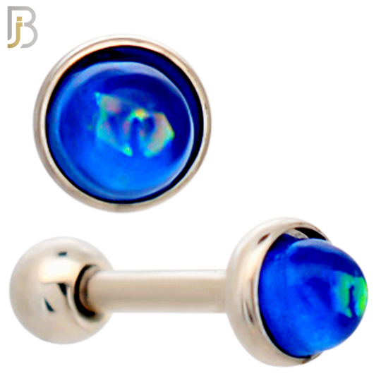 TB120SB - 316L Stainless Steel Opal Blue Bezel Tragus/Cartilage Barbell (Pack of 6) image 2