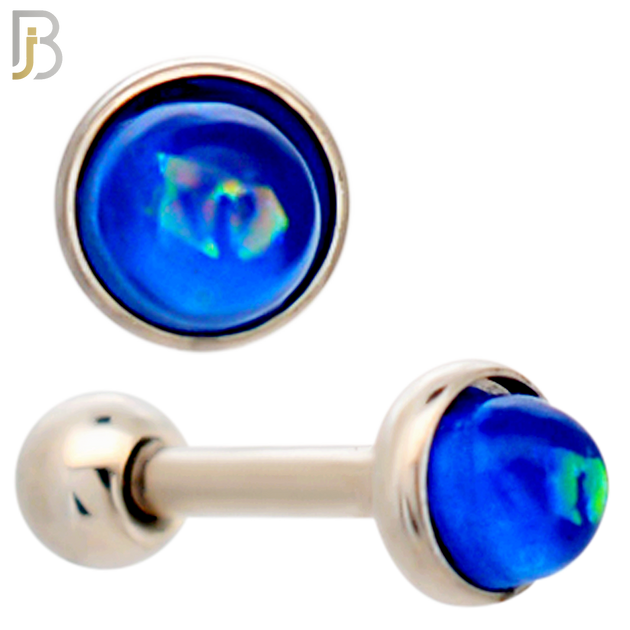 TB120SB - 316L Stainless Steel Opal Blue Bezel Tragus/Cartilage Barbell (Pack of 6) image 2