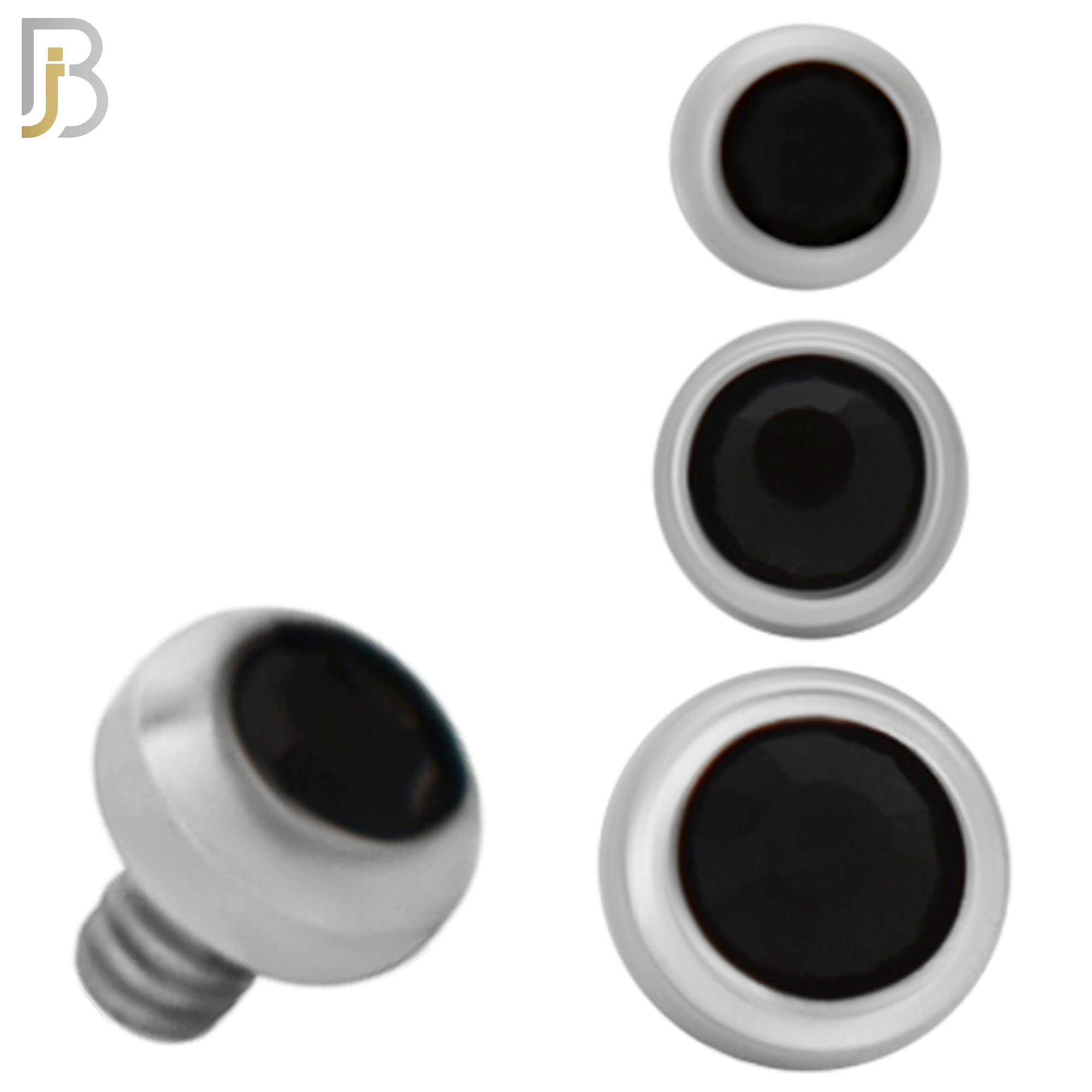 DM01SK - Surgical Steel Dermal Bezel Black Cubic Zirconia 1.2mm Screw Top (PACK OF 6) image 0