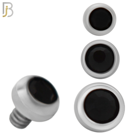 DM01SK - Surgical Steel Dermal Bezel Black Cubic Zirconia 1.2mm Screw Top (PACK OF 6) image 0
