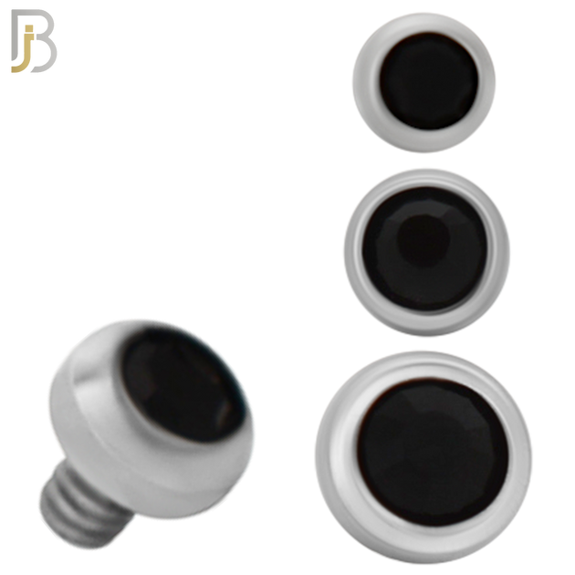DM01SK - Surgical Steel Dermal Bezel Black Cubic Zirconia 1.2mm Screw Top (PACK OF 6) image 0