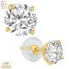 14-ES06YC - 14K Yellow Gold Silicone Back Stud Earrings Casting Prong Setting with Round Clear Zircon image 1