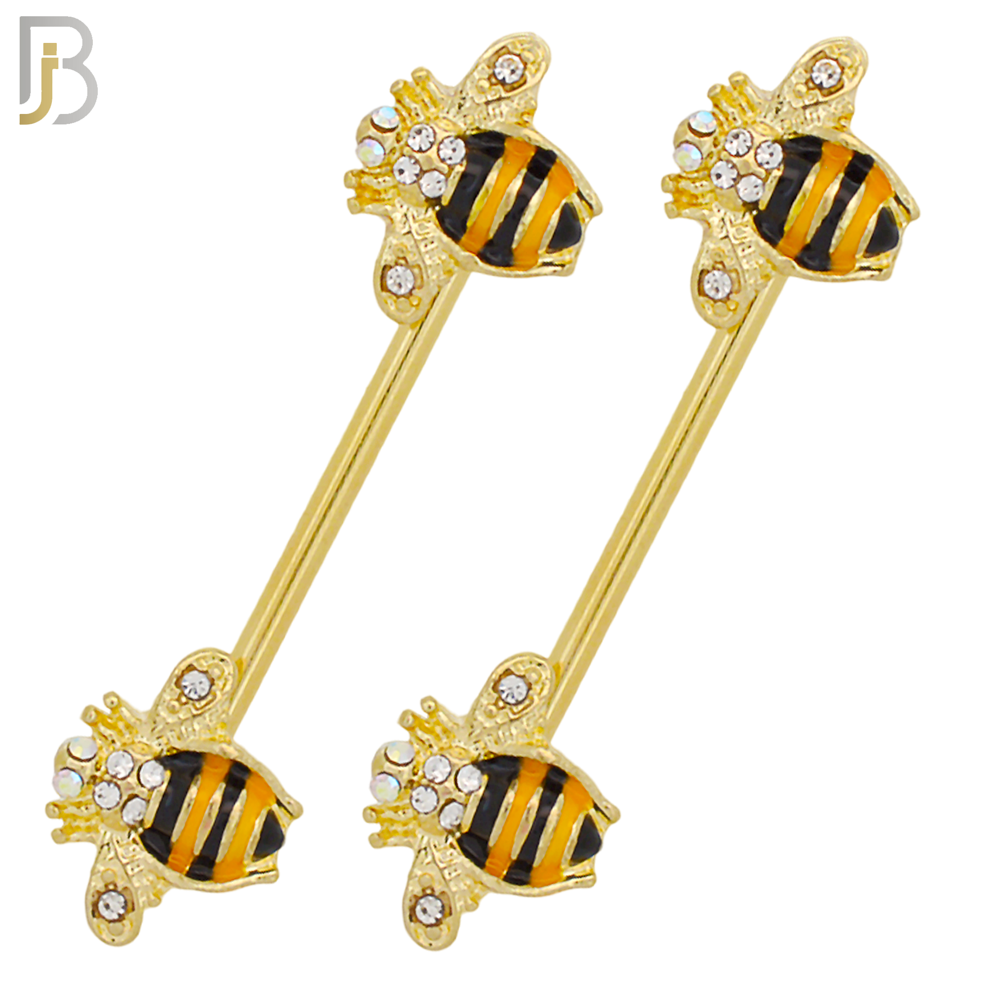 NP31 - 316L Surgical Steel Screw Bee Design with Zircon Nipple Ring Piercing  Pair image 0