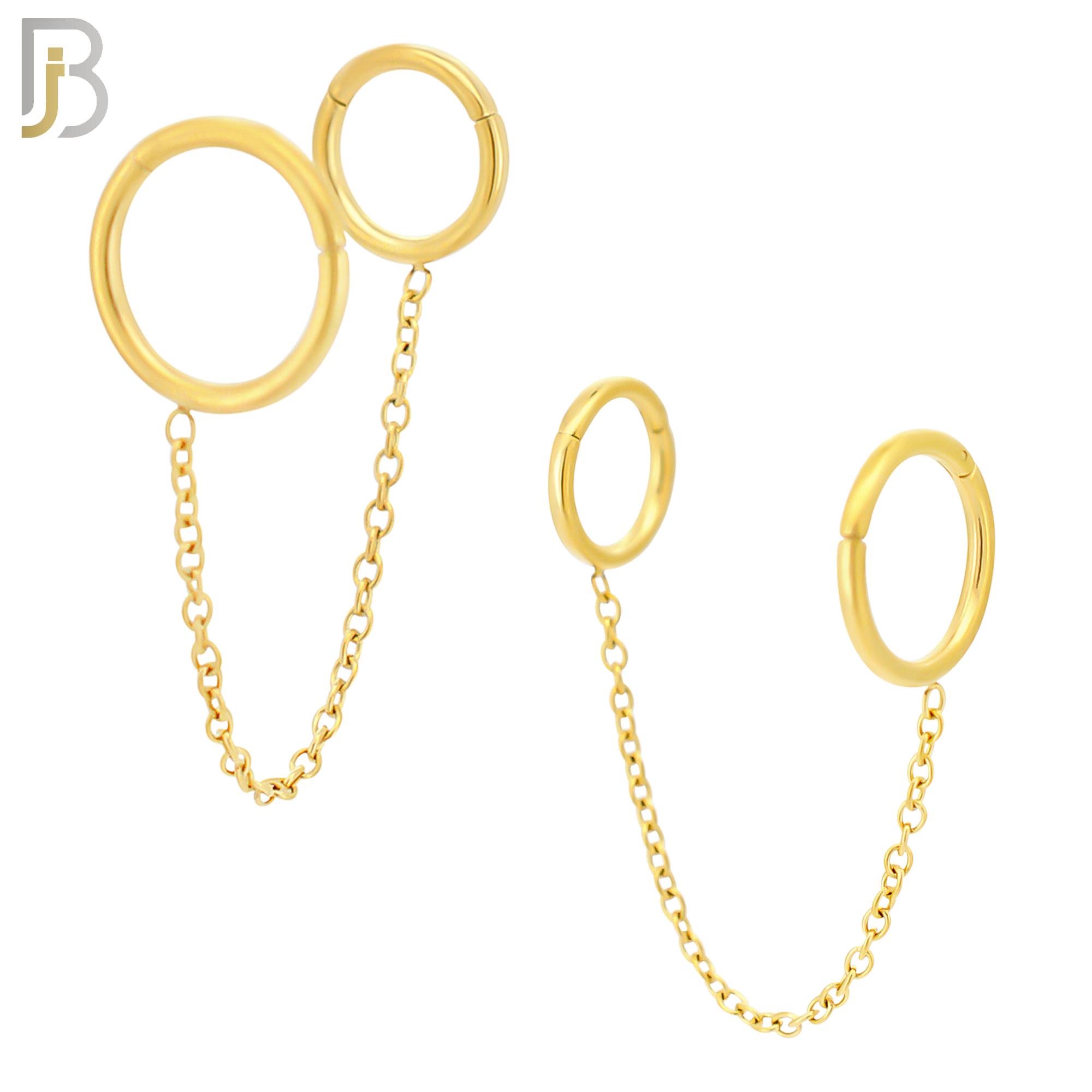 ES293 - 316L Stainless Steel Connector Chain Hoop Earrings image 2