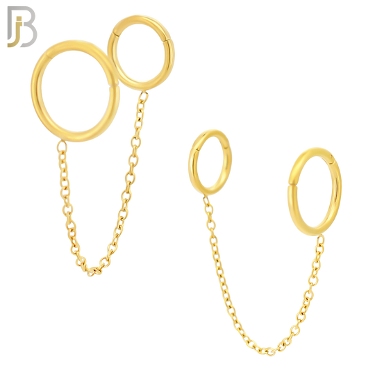 ES293 - 316L Stainless Steel Connector Chain Hoop Earrings image 2
