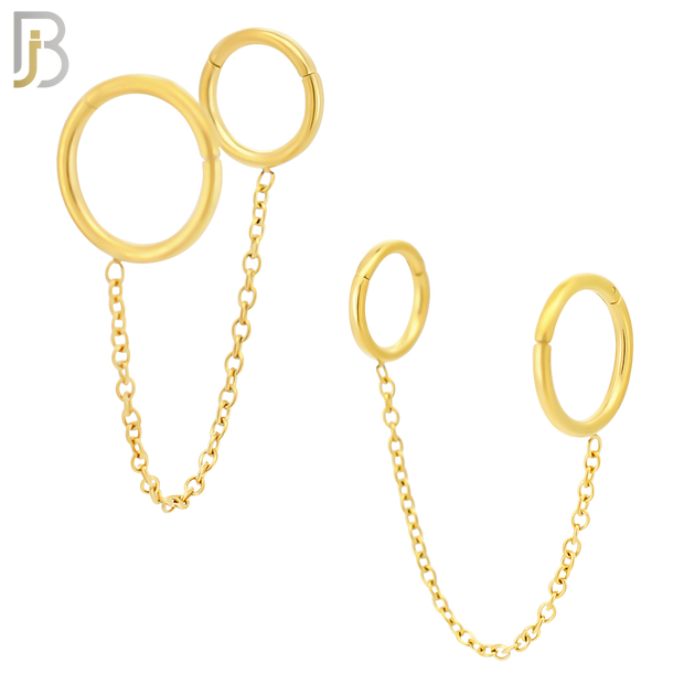 ES293 - 316L Stainless Steel Connector Chain Hoop Earrings image 2