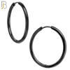 ES95K - 316L Stainless Steel Black Plated 2mm Thickness Plain Hoops Design Huggies Clip On - 20mm image