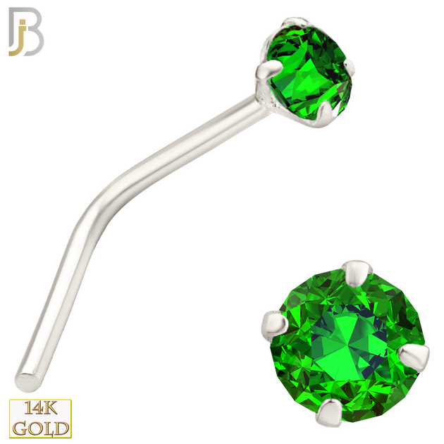 14-NR10CWE - 20g 14k White Gold L-Shaped with Enamel Colored CZ - 2.5mm image