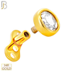 14-G23G-DM03 - G23 Titanium Gold Plated Anchor with 14k Gold Top with Bezel Set Rose Cut Lab Diamond Dermal - Internally Threaded - 3.5mm image