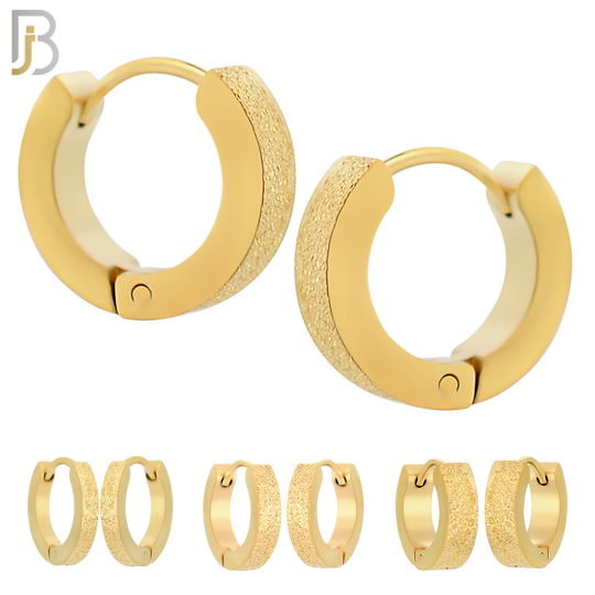 ES86G - 316L Stainless Steel Gold Plated Sandpaper Design Huggies Clip On image 0