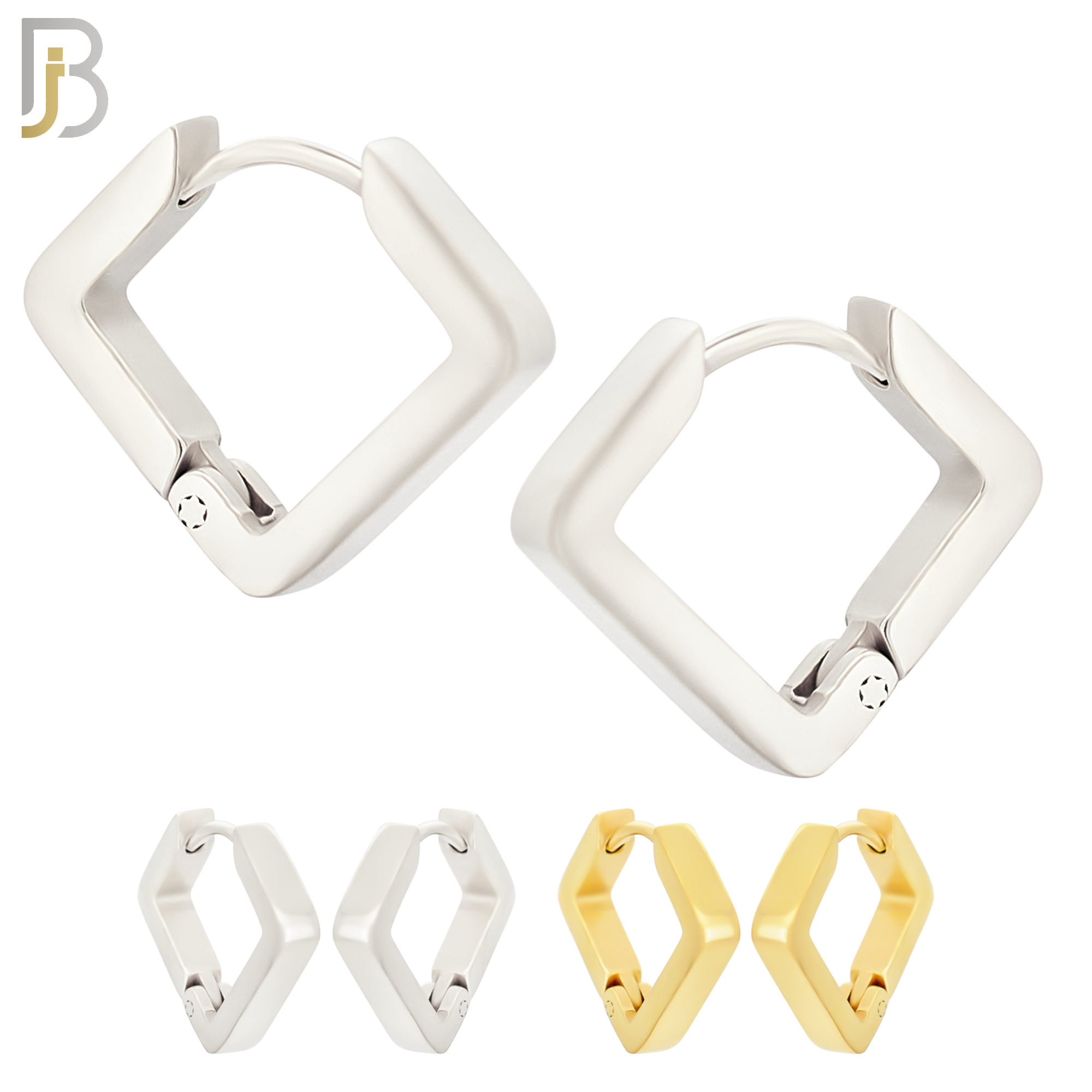 ES298 - 316L Stainless Steel Plain Huggies Inverted Square Shape Clip On image 0