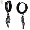 ES84 - 316L Stainless Steel Dangling Lightning Bolt with Zircon Design Huggies Clip On image 2