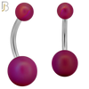 PK-NB102 - 316L Surgical Steel Different Color Balls Designs Banana Belly Ring Pack of 40 image 9
