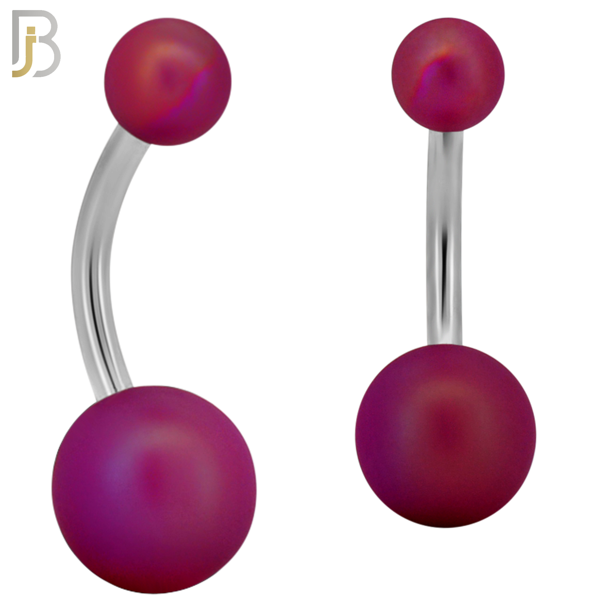 PK-NB102 - 316L Surgical Steel Different Color Balls Designs Banana Belly Ring Pack of 40 image 9