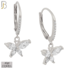 925-ES192 - .925 Sterling Silver Dangling Butterfly Marquise Zircon Design Huggies Clip On image 1