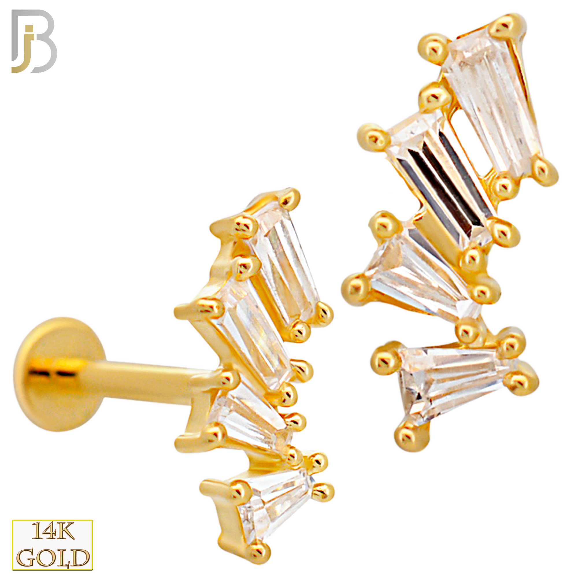 14-LB102 - 14k Yellow Gold Four Baguette CZ Labret image 0