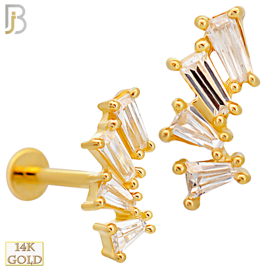 14-LB102 - 14k Yellow Gold Four Baguette CZ Labret image 0