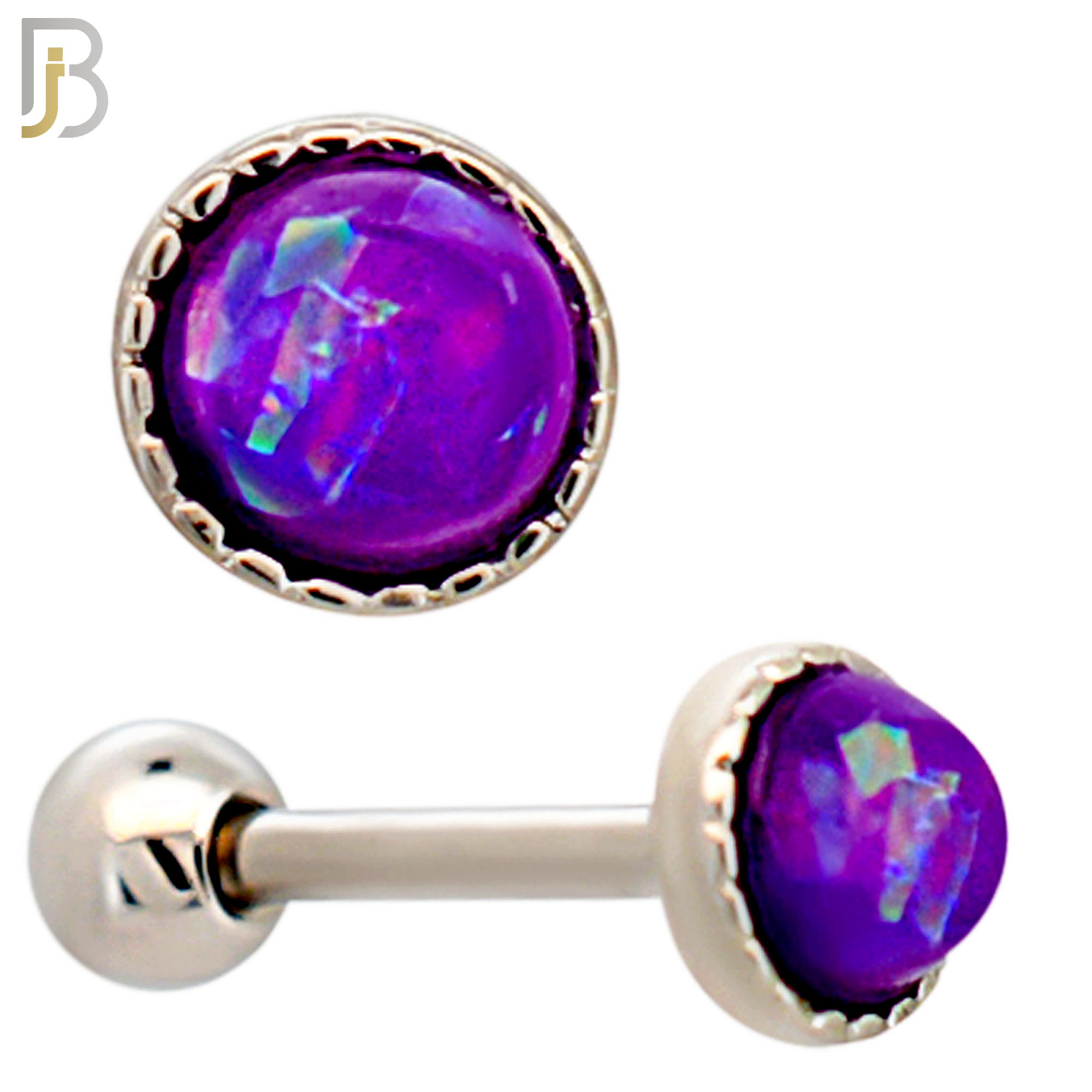 TB121 - 316L Stainless Steel Opal Crown Bezel Tragus/Cartilage Barbell (Pack of 6) image 3