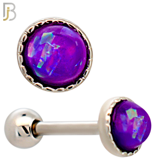 TB121 - 316L Stainless Steel Opal Crown Bezel Tragus/Cartilage Barbell (Pack of 6) image 3