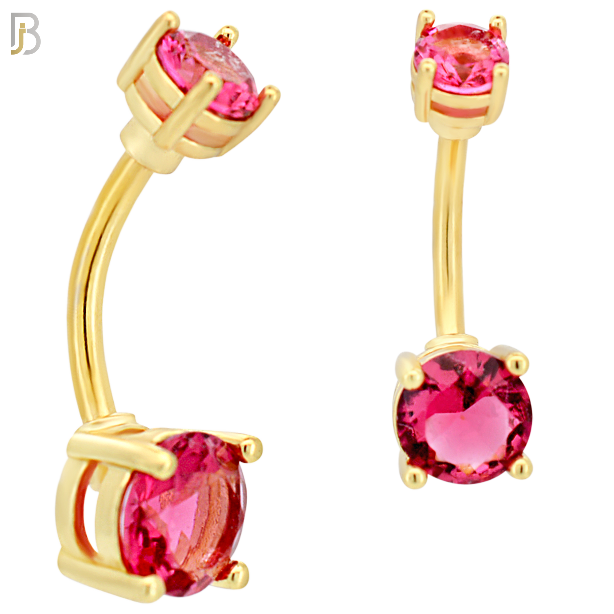 NB04G - 316L Stainless Steel Plated Round Prong Setting Zircon  Banana Belly Navel Ring (PACK OF 6) image 7