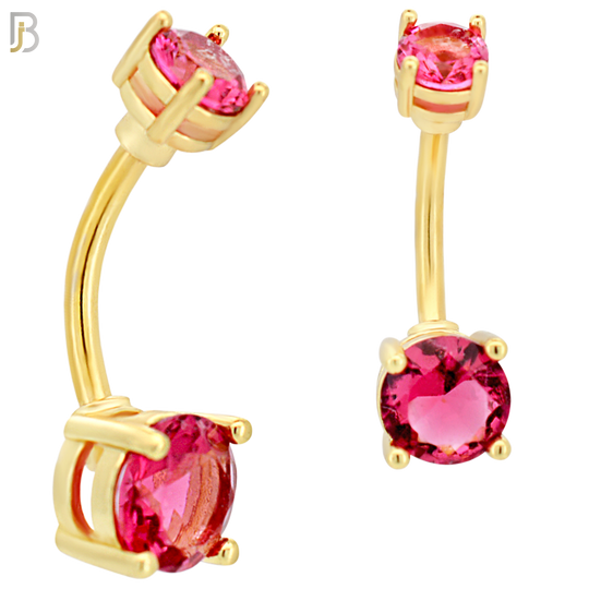 NB04G - 316L Stainless Steel Plated Round Prong Setting Zircon  Banana Belly Navel Ring (PACK OF 6) image 7