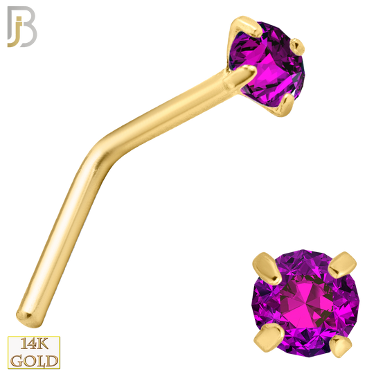14-NR03YBR-20 - 20g-14k Yellow Gold Nose Screw with Burmese Ruby in Prong Setting - 2mm image
