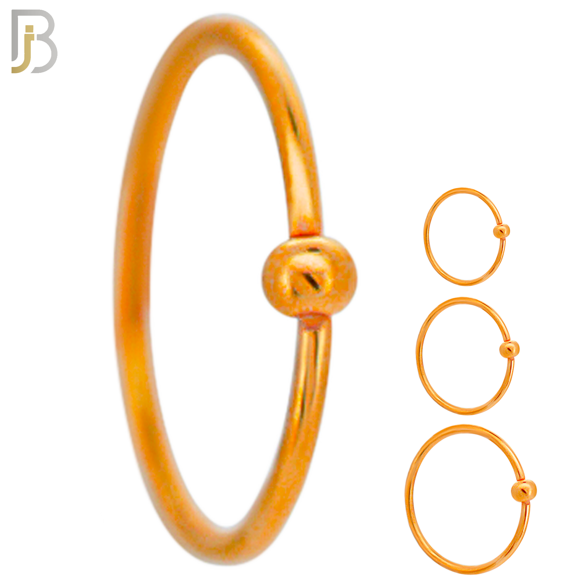CT03R  - 20g Thickness Rose Gold Plated 316L Surgical Steel Hoops Piercing Fixed Bead Twist to Open image 0