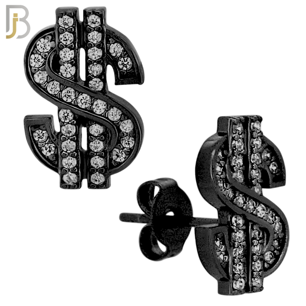 ES168 - 316L Stainless Steel Dollar Sign Design Earring Stud image 2