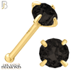 14-NR01DYK-20 - 20g-14k Yellow Gold Nose Bone with Black Diamond in Prong Setting - 3.5mm image