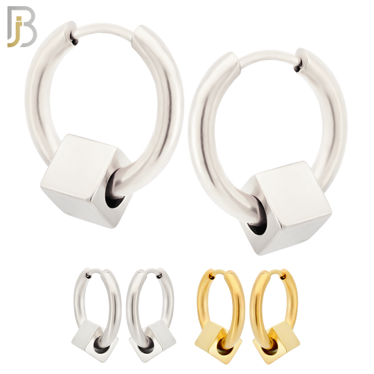 ES317 - 316L Stainless Steel Cube Huggies Earring image 0