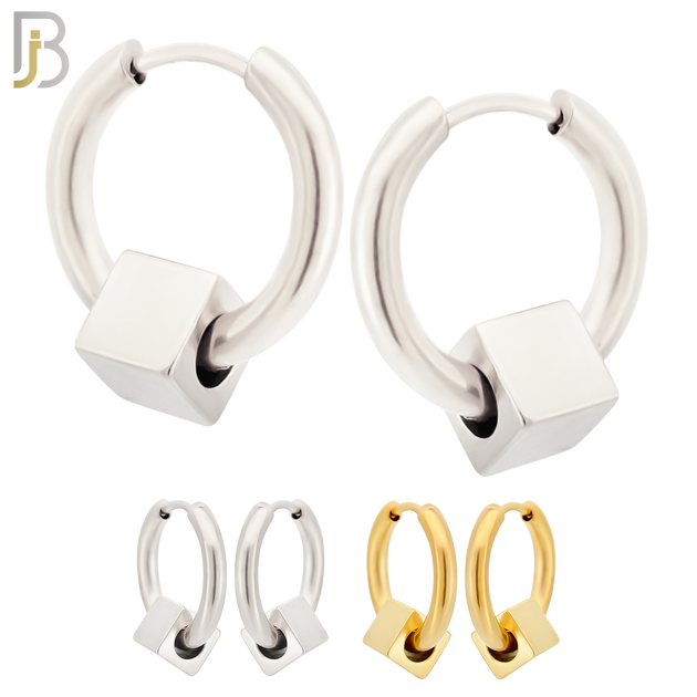 ES317 - 316L Stainless Steel Cube Huggies Earring image 0