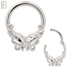 CT123 - 316 Surgical Steel Butterfly with CZ Hinged Hoop (Pack of 6) image 1