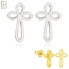 925-ES257 - .925 Sterling Silver Hollow Cross Design Earrings Stud image 0