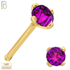 14-NR01YR-22 - 22g-14k Yellow Gold Nose Bone with Ruby in Prong Setting image 2