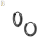 ES95K - 316L Stainless Steel Black Plated 2mm Thickness Plain Hoops Design Huggies Clip On image 1