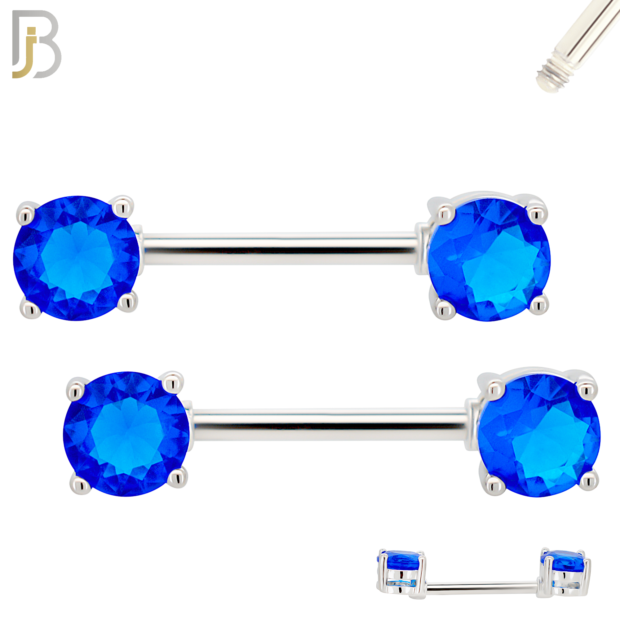 NP02S - 316L Surgical Steel Screw Prong Round Zircon Nipple Ring Piercing image 11