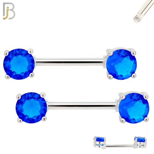NP02S - 316L Surgical Steel Screw Prong Round Zircon Nipple Ring Piercing image 11
