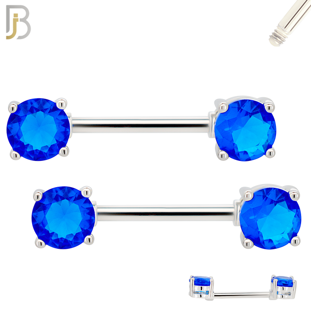 NP02S - 316L Surgical Steel Screw Prong Round Zircon Nipple Ring Piercing image 11