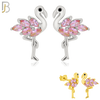 925-ES219 – .925 Sterling Silver Flamingo Design Earring Stud with Pink Zircon image 0