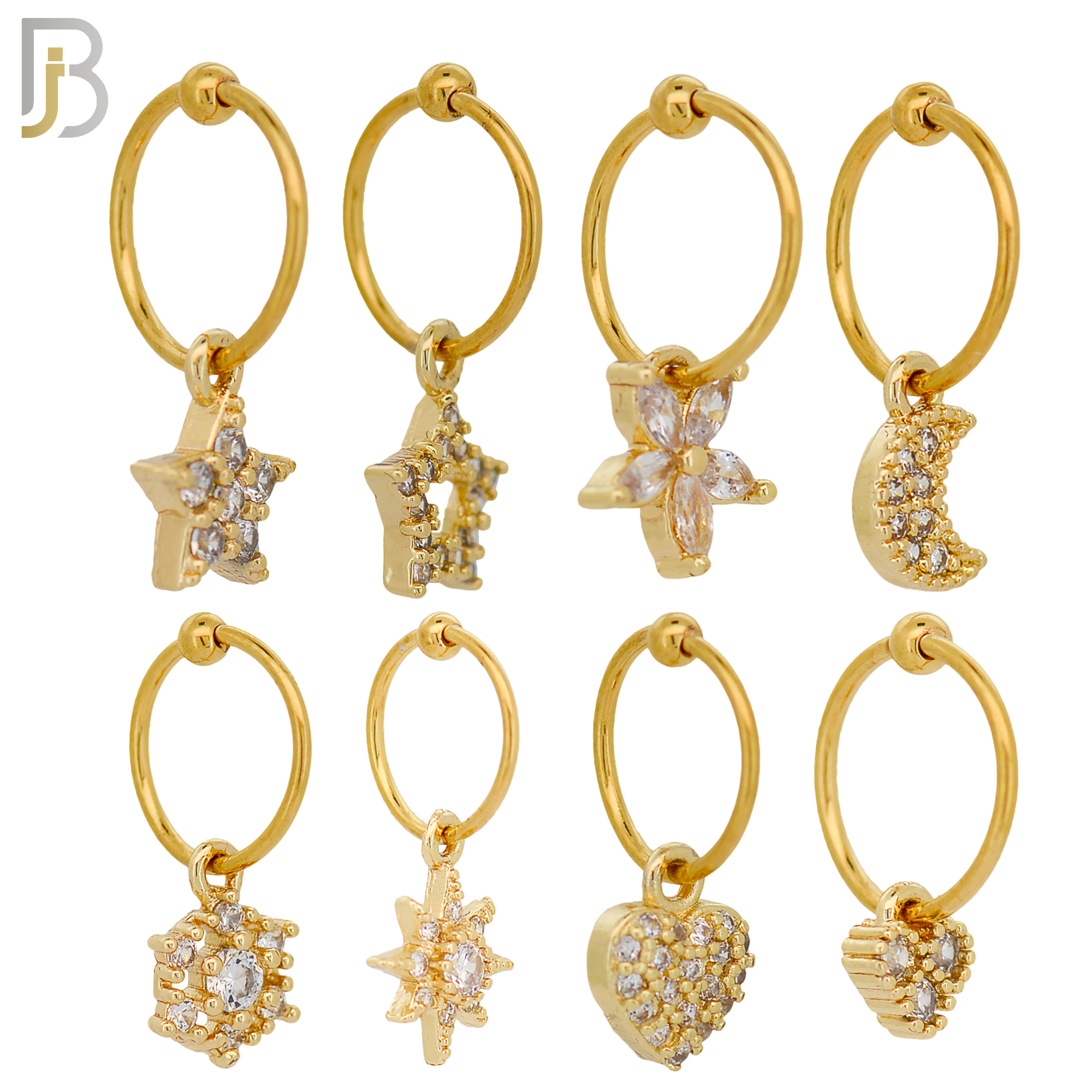 PK-HX01 - 316L Surgical Steel Different Dangling Designs Helix Piercing Pack of 40 image 3
