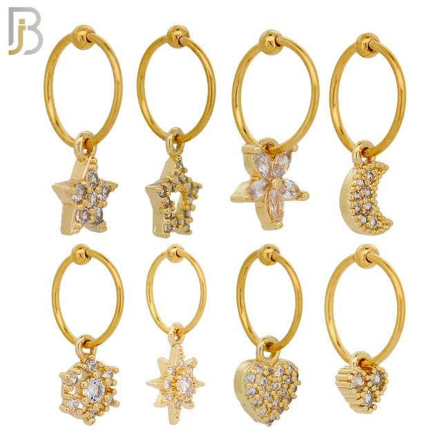 PK-HX01 - 316L Surgical Steel Different Dangling Designs Helix Piercing Pack of 40 image 3